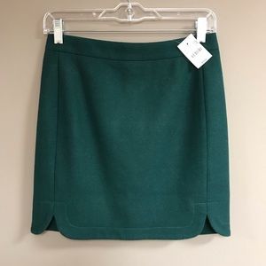 J. Crew Shirttail Emerald Green Mini Skirt, NWT
